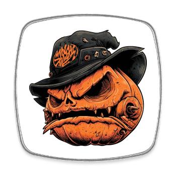 Pumpkin Punk Hat Horror - Square fridge magnet - white - Front
