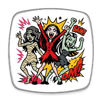 Comic Horror Monster Dance - Square fridge magnet - white - Front