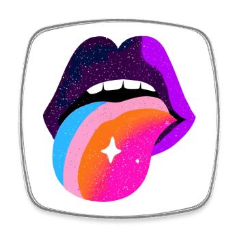 Kosmischer Regenbogen Zungenlippen - Viereckiger Kühlschrankmagnet - Weiß - Vorne