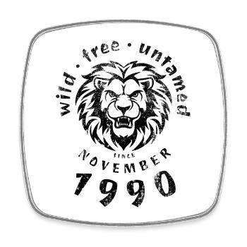 35. Geburtstag Sauvage, libre et indompté depuis 11/1990 - Magnet carré - blanc - Devant