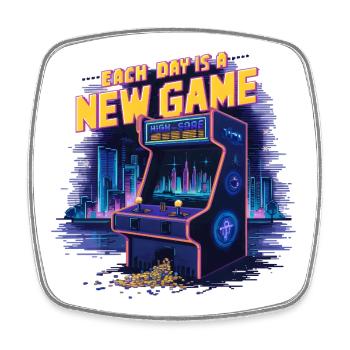 Jeder Tag ist ein neues Spiel Design Motivation Sport - Viereckiger Kühlschrankmagnet - Weiß - Vorne
