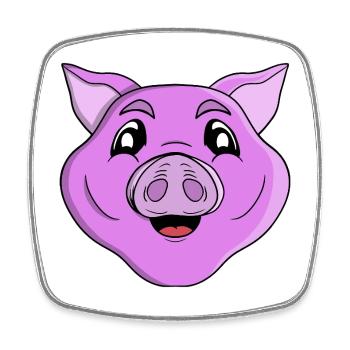 Lila Schwein Lächeln - Viereckiger Kühlschrankmagnet - Weiß - Vorne