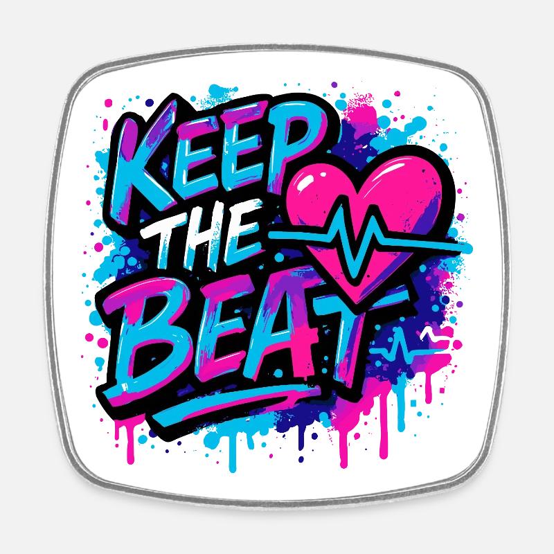 Keep the Beat – Musik Design mit Rhythmus Feeling - Viereckiger Kühlschrankmagnet - Weiß
