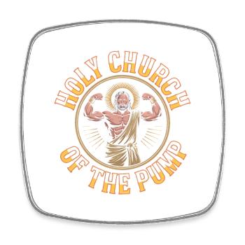 Hallowed be thy Gains - Funny Jesus Gym Meme - Square fridge magnet - white - Front