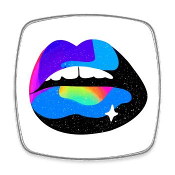 Kosmische Regenbogenlippen - Viereckiger Kühlschrankmagnet - Weiß - Vorne