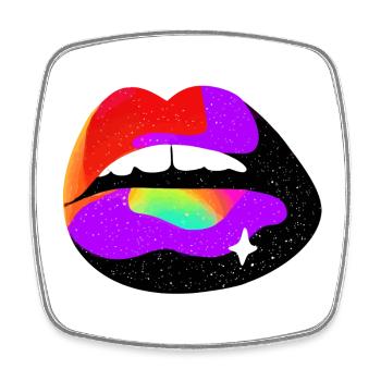 Kosmische Regenbogenlippen - Viereckiger Kühlschrankmagnet - Weiß - Vorne