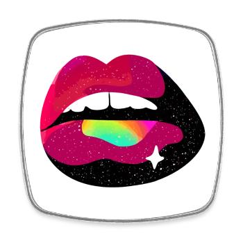 Kosmischer Regenbogen Lippenkuss - Viereckiger Kühlschrankmagnet - Weiß - Vorne