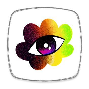 Regenbogenauge Blume Psychedelische Kunst - Viereckiger Kühlschrankmagnet - Weiß - Vorne