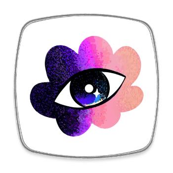 Kosmisches Auge in Farbverlaufsblume - Viereckiger Kühlschrankmagnet - Weiß - Vorne