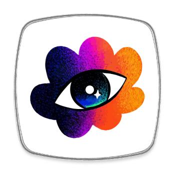 Eye in Rainbow Cloud - Square fridge magnet - white - Front