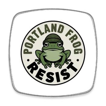 Portland Resistance Frog - T-Shirt de protestation États-Unis - Magnet carré - blanc - Devant