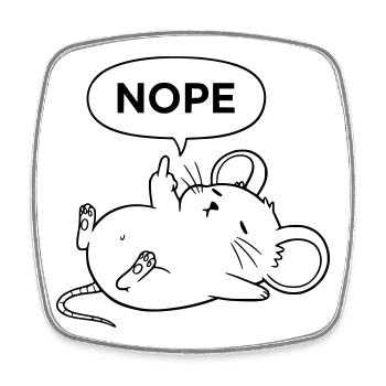 Nope Mouse | Déclaration de doigt d’honneur effronté - Magnet carré - blanc - Devant