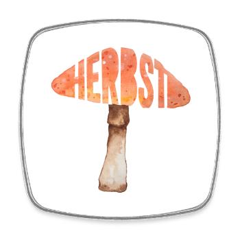 Herbst Pilz Aquarell Illustration Typografie - Viereckiger Kühlschrankmagnet - Weiß - Vorne