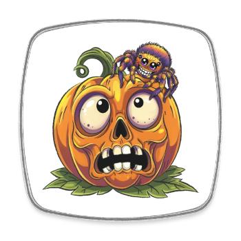 Lustige Überraschung Kürbis und Halloween Spinne - Viereckiger Kühlschrankmagnet - Weiß - Vorne