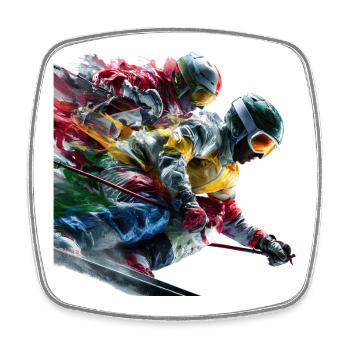 Colorful skiers on the slopes - Square fridge magnet - white - Front