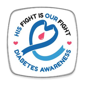 Sein Kampf ist unser Kampf - Diabetes Bewusstsein - Viereckiger Kühlschrankmagnet - Weiß - Vorne