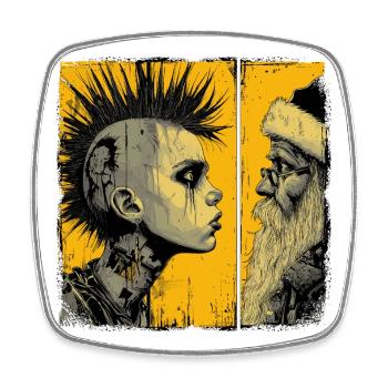Le punk rencontre le Père Noël - Magnet carré - blanc - Devant