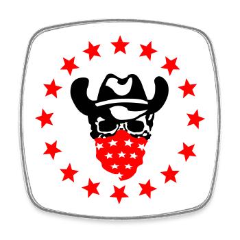 Cowboy Schädel - Viereckiger Kühlschrankmagnet - Weiß - Vorne