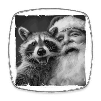 Waschbär Selfie mit Weihnachtsmann  - Viereckiger Kühlschrankmagnet - Weiß - Vorne