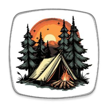 Camping Wald Zelt - Viereckiger Kühlschrankmagnet - Weiß - Vorne
