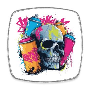 Skull & Graffiti | Colorful street art design - Square fridge magnet - white - Front