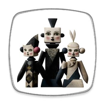 Trio de figures pop géométriques - Magnet carré - blanc - Devant