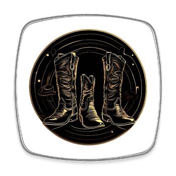 Bottes dorées en cercle - Magnet carré - blanc - Devant