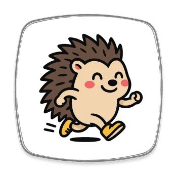 Hedgehog Sprinter Cute Mascot - Square fridge magnet - white - Front