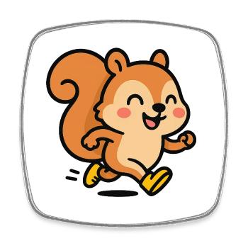 Happy squirrel on the run - Square fridge magnet - white - Front