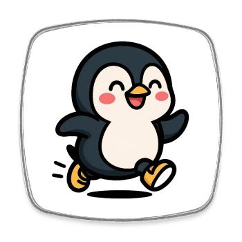 Pingouin en mouvement : saut joyeux - Magnet carré - blanc - Devant