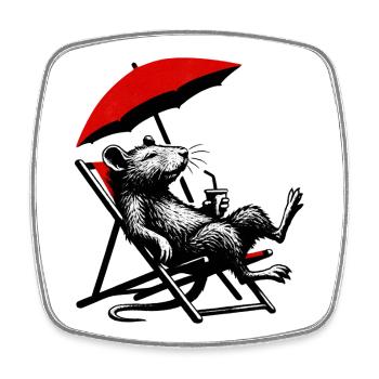 Ratte am Strand mit Cocktail - Viereckiger Kühlschrankmagnet - Weiß - Vorne