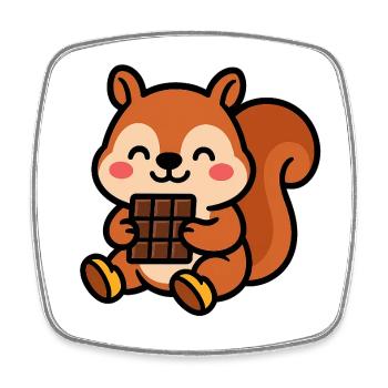 Squirrel with chocolate bar - Square fridge magnet - white - Front