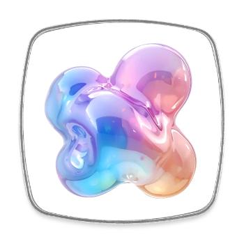 Glossy Pastel Abstract Bubble Design - Square fridge magnet - white - Front