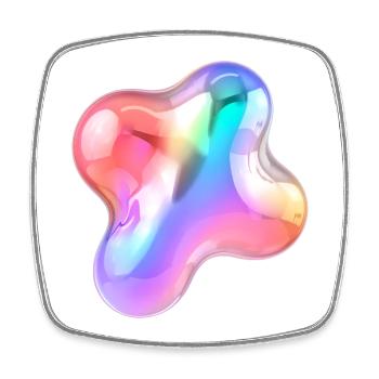 Rainbow Glossy Abstract Blob Design - Square fridge magnet - white - Front