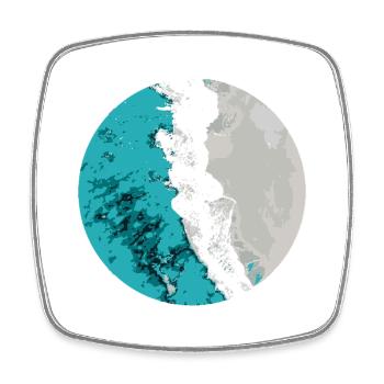Split Earth Teal Moon - Square fridge magnet - white - Front