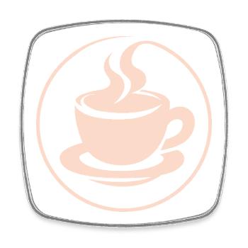 Tasse à café minimaliste – Café Design - Magnet carré - blanc - Devant