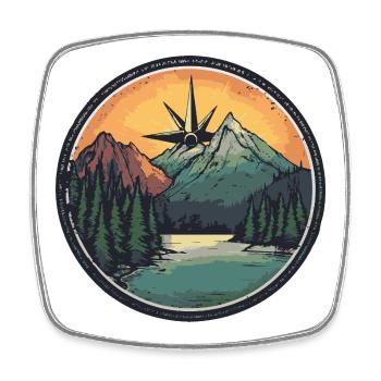 Mountains Compass - Square fridge magnet - white - Front