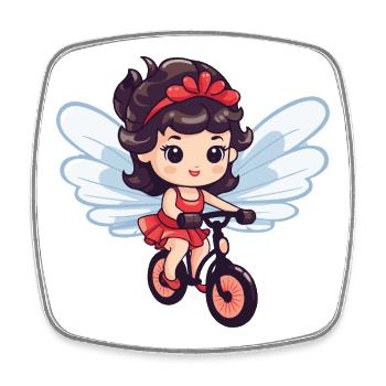 Fee Niedlich Fahrrad Comic - Viereckiger Kühlschrankmagnet - Weiß - Vorne