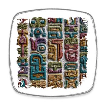 Farbenzauber Glyphen Relief - Viereckiger Kühlschrankmagnet - Weiß - Vorne