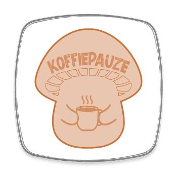 Koffiepauze Paddenstoelen - Magnet carré - blanc - Devant
