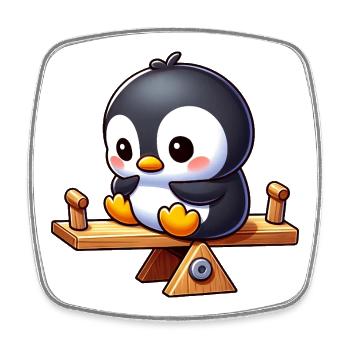 Cute penguin on seesaw in playground cartoon - Square fridge magnet - white - Front
