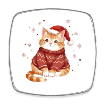 Conception de pull de Noël chat confortable - Magnet carré - blanc - Devant