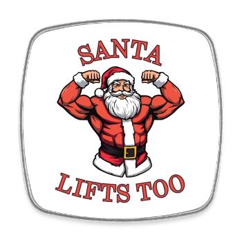 Santa Lifts Too Muscular Gym Design - Square fridge magnet - white - Front