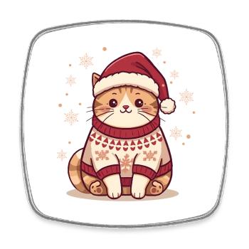 Conception de pull de Noël confortable pour chat - Magnet carré - blanc - Devant