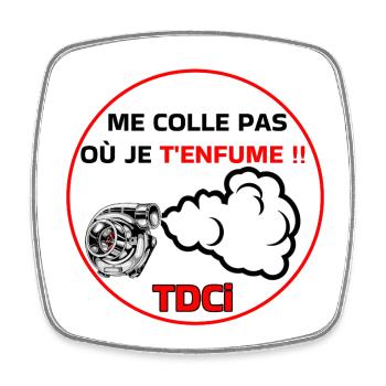 Me colle pas j'enfume  - Magnet carré - blanc - Devant