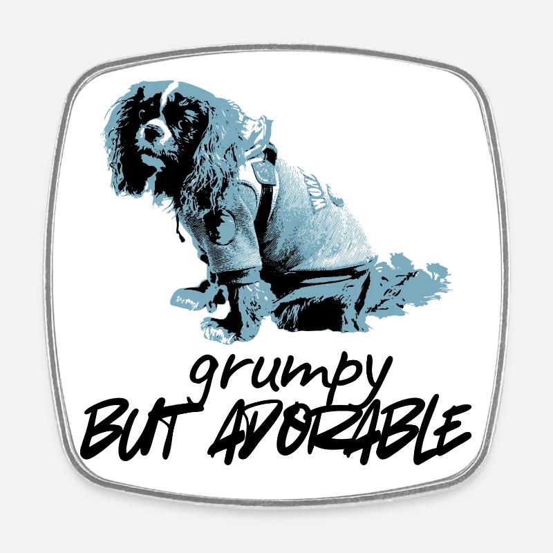 Blue Dog Portrait in Stencil Style - Square fridge magnet - white