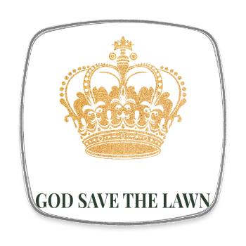 God Save the Lawn – Humour de jardin britannique - Magnet carré - blanc - Devant