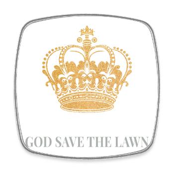 God Save the Lawn – Humour de jardin britannique - Magnet carré - blanc - Devant