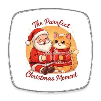 The Purrrfect Christmas Moment - Viereckiger Kühlschrankmagnet - Weiß - Vorne