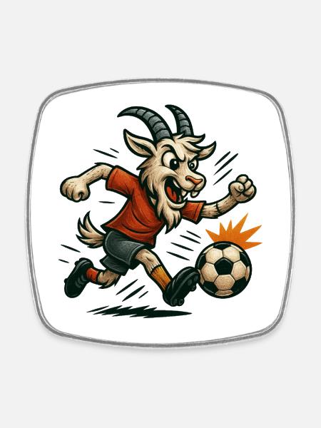 Geißbock Köln - Ziegenstürmer Liga Illustration - Viereckiger Kühlschrankmagnet - Weiß